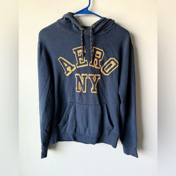 Aeropostale Tops - Aeropostale Dark Blue Hoodie with Gold Accents